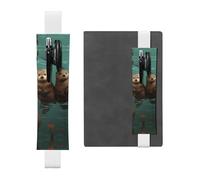 SDTYKHJ Porte-crayons en cuir avec bande élastique pour ordinateur portable, motif loutres amoureuses, pochette réglable, pour journal intime, marque-page de 20,3 cm à 10", noir, blanc, Taille unique