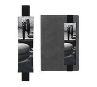 SDTYKHJ Porte-crayons en cuir avec bande élastique pour ordinateur portable, motif pierres zen grises, pochette à stylo, pochette réglable, pour journal intime, marque-page de 20,3 cm à 10", noir,