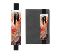SDTYKHJ Porte-crayons en cuir avec bande élastique pour ordinateur portable, motif pivoine pêche, pochette réglable, pour journal intime, marque-page de 20,3 cm à 10", noir, Noir , Taille unique