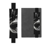 SDTYKHJ Porte-crayons en cuir avec bande élastique pour ordinateur portable, motif tête de requin noir, pochette réglable, pour journal intime, marque-page de 20,3 cm à 10", noir, Noir , Taille unique