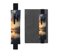 SDTYKHJ Porte-crayons en cuir avec bande élastique pour ordinateur portable New York dans le coucher de soleil - Pochette réglable pour journal ou marque-page - Convient pour ordinateurs portables de