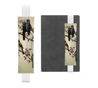 SDTYKHJ Porte-crayons en cuir avec bande élastique pour ordinateur portable, oiseaux sur branches, pochette à stylo, pochette réglable, convient pour les ordinateurs portables de 20,3 cm à 10", noir,