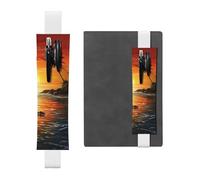 SDTYKHJ Porte-crayons en cuir avec bande élastique pour ordinateur portable, palmier, soleil, paysage, pochette à stylos, journaux, marque-pages de 20,3 cm à 10", noir, blanc, Taille unique