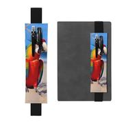 SDTYKHJ Porte-crayons en cuir avec bande élastique pour ordinateur portable, perroquets de plage, pochette à stylos, journal, marque-page - Convient pour ordinateurs portables de 20,3 cm à 10" - Noir,