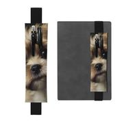 SDTYKHJ Porte-crayons en cuir avec bande élastique pour ordinateur portable, petit chien, pochette réglable, pour journal intime, marque-page de 20,3 cm à 10", noir, Noir , Taille unique