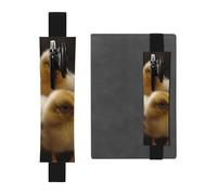 SDTYKHJ Porte-crayons en cuir avec bande élastique pour ordinateur portable, petite poule - Pochette réglable pour journal intime, marque-page - Convient pour ordinateurs portables de 20,3 cm à 10" -