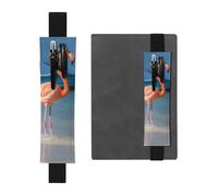 SDTYKHJ Porte-crayons en cuir avec bande élastique pour ordinateur portable, plage, flamant rose, pochette réglable, pour journal intime, marque-page de 20,3 cm à 10", noir, Noir , Taille unique