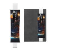 SDTYKHJ Porte-crayons en cuir avec bande élastique pour ordinateur portable, planète, glace et feu, pochette réglable, pour journal intime, marque-page de 20,3 cm à 10", noir, blanc, Taille unique