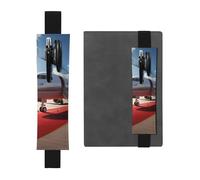 SDTYKHJ Porte-crayons en cuir avec bande élastique pour ordinateur portable, tapis rouge, avion, pochette réglable, pour journal intime, marque-page de 20,3 cm à 10", noir, Noir , Taille unique