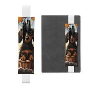 SDTYKHJ Porte-crayons en cuir avec bande élastique pour ordinateur portable, teckel, montgolfière, stylo, journal, marque-page - Convient pour ordinateurs portables de 20,3 cm à 10" - Noir, blanc,