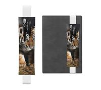 SDTYKHJ Porte-crayons en cuir avec bande élastique pour ordinateur portable, tigre de Sibérie, pochette à stylos, journal, marque-page pour ordinateurs portables de 20,3 cm à 10", noir, blanc, Taille
