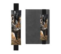 SDTYKHJ Porte-crayons en cuir avec bande élastique pour ordinateur portable, tigre de Sibérie, pochette à stylos, journal, marque-page pour ordinateurs portables de 20,3 cm à 10", noir, Noir , Taille