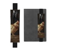 SDTYKHJ Porte-crayons en cuir avec bande élastique pour ordinateur portable, trois poules - Pochette réglable pour journal ou marque-page - Convient pour ordinateurs portables de 20,3 cm à 10" - Noir,