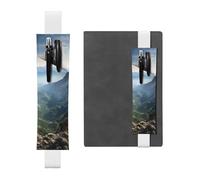 SDTYKHJ Porte-stylo en cuir avec bande élastique pour bloc-notes Rock Mountain - Pochette réglable - Pour carnet de notes de 20,3 cm à 10" - Noir, blanc, Taille unique