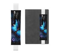 SDTYKHJ Porte-stylo en cuir avec bande élastique pour ordinateur portable, Galaxy - Papillon bleu - Pochette réglable pour journal ou marque-page - Convient pour ordinateurs portables de 8" à 10" -