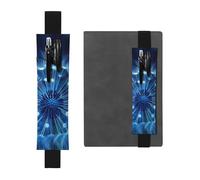 SDTYKHJ Porte-stylo en cuir avec bande élastique pour ordinateur portable, motif pissenlit bleu, pochette réglable, pour carnet de notes de 20,3 cm à 10", noir, Noir , Taille unique