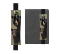 SDTYKHJ Porte-stylo en cuir avec bande élastique pour ordinateur portable, ours noir, mère et petit, pochette réglable, pour journal intime, marque-page de 20,3 cm à 10", noir, Noir , Taille unique