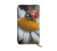 SDTYKHJ Portefeuille long pour femme en cuir avec motif coccinelle et marguerite