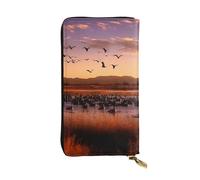 SDTYKHJ Portefeuille long pour femme - Grande capacité - Bosque del Apache - En cuir - Refuge de la faune - Porte-carte - Porte-carte - Portefeuille de voyage