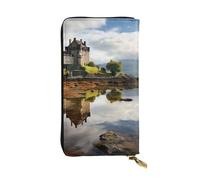 SDTYKHJ Portefeuille long pour femme - Grande capacité - Château d'Écosse - Eau - Lac - Cuir écossais - Porte-cartes - Porte-téléphone - Sac de voyage
