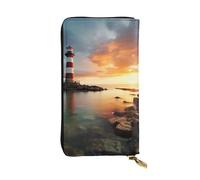 SDTYKHJ Portefeuille long pour femme - Grande capacité - En cuir - Arcs-en-ciel - Phare - Bord de mer - Porte-cartes - Porte-téléphone - Portefeuille de voyage