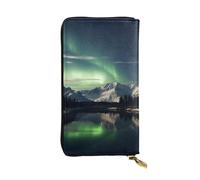 SDTYKHJ Portefeuille long pour femme - Grande capacité - En cuir - Aurore du Nord - Nuit - Porte-cartes - Porte-téléphone - Sac à main de voyage