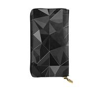 SDTYKHJ Portefeuille long pour femme - Grande capacité - En cuir - Géométrique - Noir