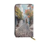 SDTYKHJ Portefeuille long pour femme - Grande capacité - En cuir - Grèce - Porte-carte - Porte-téléphone - Sac de voyage