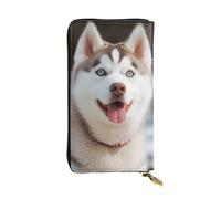 SDTYKHJ Portefeuille long pour femme - Grande capacité - En cuir - Motif chien Husky - Porte-carte - Porte-téléphone - Sac à main de voyage