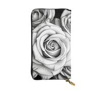 SDTYKHJ Portefeuille long pour femme - Grande capacité - En cuir noir et blanc - Rose - Porte-carte - Porte-téléphone - Portefeuille de voyage
