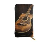 SDTYKHJ Portefeuille long pour femme - Grande capacité - Guitare Old West - En cuir - Porte-cartes pour téléphone portable