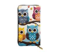 SDTYKHJ Portefeuille long pour femme - Grande capacité - Motif hiboux sur branches d'arbre - En cuir - Porte-cartes - Porte-téléphone - Sac de voyage
