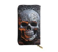SDTYKHJ Portefeuille long pour femme - Grande capacité - Motif tête de mort - En cuir - Porte-carte - Porte-téléphone - Sac de voyage