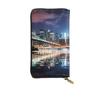 SDTYKHJ Portefeuille long pour femme - Grande capacité - New York Night - En cuir - Porte-carte - Porte-téléphone - Sac de voyage