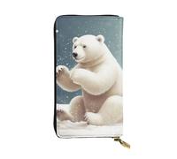 SDTYKHJ Portefeuille long pour femme - Grande capacité - Ours polaire amusant jouant à la boule de neige - Porte-carte pour téléphone portable