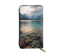 SDTYKHJ Portefeuille long pour femme - Grande capacité - Parc national des glaciers - En cuir - Porte-cartes pour téléphone portable