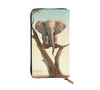 SDTYKHJ Portefeuille long pour femme - Grande capacité - Petit éléphant sur un arbre - En cuir - Porte-cartes pour téléphone portable