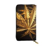 SDTYKHJ Portefeuille pour femme - Grande capacité - En cuir cannabis doré - Porte-carte pour téléphone portable