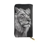 SDTYKHJ Portefeuille pour femme - Grande capacité - En cuir - Lion gris - Porte-carte pour téléphone - Portefeuille de voyage