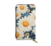 SDTYKHJ Portefeuille pour femme - Grande capacité - En cuir - Motif marguerite - Porte-carte - Porte-téléphone - Sac à main de voyage