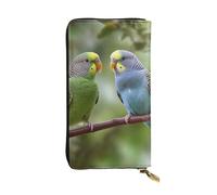 SDTYKHJ Portefeuille pour femme - Grande capacité - En cuir - Motif perruches bleues et vertes