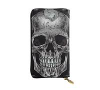 SDTYKHJ Portefeuille pour femme - Grande capacité - En cuir - Motif tête de mort - Squelette - Porte-cartes - Porte-téléphone - Sac de voyage