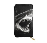 SDTYKHJ Portefeuille pour femme - Grande capacité - En cuir - Noir - Tête de requin - Porte-carte - Porte-téléphone - Sac de voyage