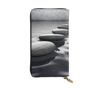 SDTYKHJ Portefeuille pour femme - Grande capacité - Gris - Pierres zen - Image en cuir - Porte-carte pour téléphone portable - Portefeuille de voyage