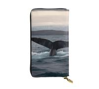 SDTYKHJ Portefeuille pour femme - Grande capacité - Long portefeuille à bosse - Queue de baleine - En cuir - Porte-carte pour téléphone portable - Sac à main de voyage