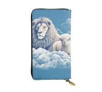 SDTYKHJ Portefeuille pour femme - Grande capacité - Long portefeuille agneau avec un lion sur les nuages - En cuir - Porte-cartes pour femme - Porte-carte - Portefeuille de voyage