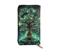 SDTYKHJ Portefeuille pour femme - Grande capacité - Long portefeuille en cuir - Arbre vert magique - Porte-carte pour téléphone - Sac de voyage