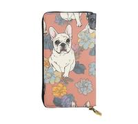 SDTYKHJ Portefeuille pour femme - Grande capacité - Long portefeuille en cuir imprimé bouledogue français - Porte-carte pour téléphone portable