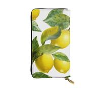 SDTYKHJ Portefeuille pour femme - Grande capacité - Long portefeuille en cuir - Motif branches de citron et feuilles - Porte-carte pour téléphone portable