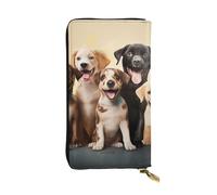 SDTYKHJ Portefeuille pour femme - Grande capacité - Long portefeuille en cuir - Motif chiens - Happy Party - Porte-cartes pour téléphone portable